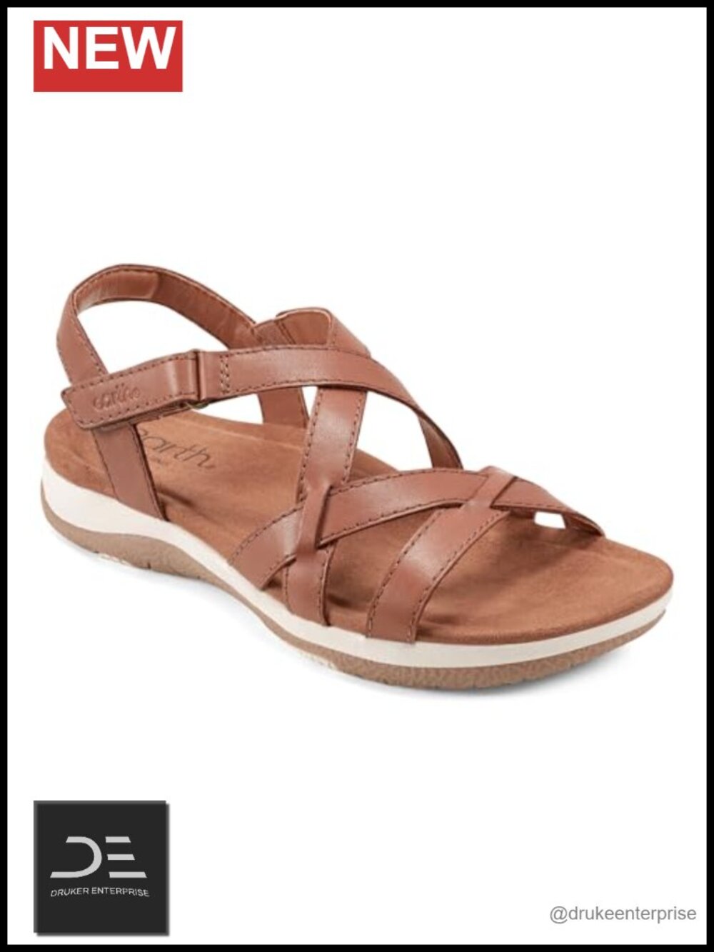 Earth Sterling Athletic Sandals Leather Open Toe Hook & Loop